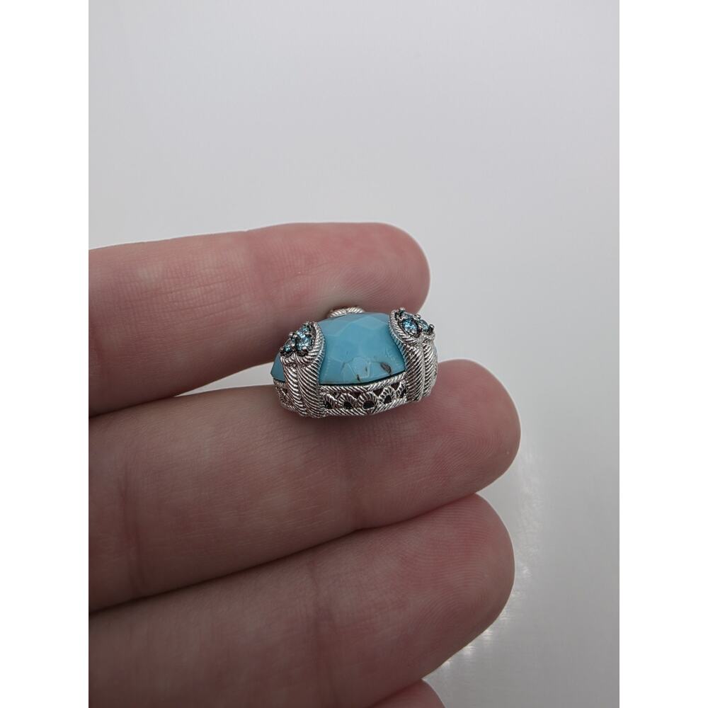 Judith Ripka Sterling Silver Turquoise CZ Blue Heart Pendant - Picture 3 of 11